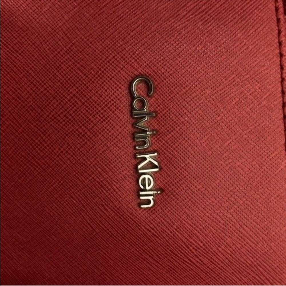 Calvin Klein Red Leather Tote with Dual Straps - Picture 9 of 10